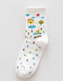 Fashion Sun House Love Rainbow Bear Print Socks