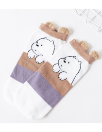 Fashion Papa Bear Cotton Three-dimensional Ear Shallow Mouth Socks