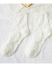 Fashion Milky White Modern Floral Cotton Socks