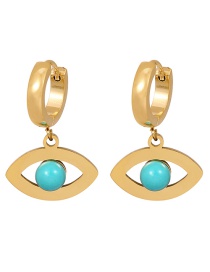 Fashion Golden-2 Titanium Steel Turquoise Eye Ear Ring