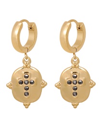 Fashion Golden-2 Titanium Steel Diamond Cross Earrings