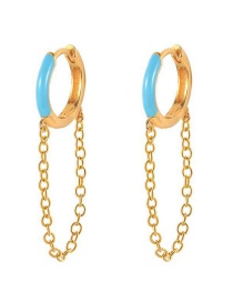 Fashion Blue Copper Drip Oil Chain Tassel Earrings