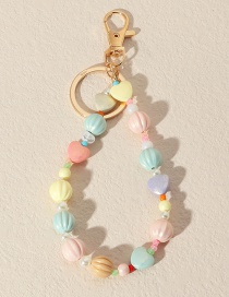 Fashion Color Stained Glass Pearl Beaded Keychain