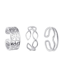 Fashion Silver Geometric Hollow Open Ring Set