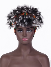 Fashion Gradient Black Gradient Color Small Roll Turban Wig Headgear
