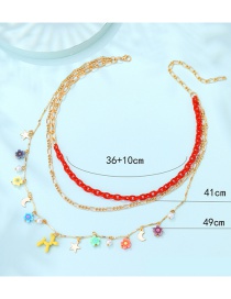 Fashion 17# Soft Ceramic Flower Stitching Chain Geometric Multi-layer Necklace