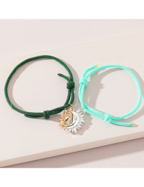 Fashion Green+blue Alloy Sun Drawstring Bracelet Set