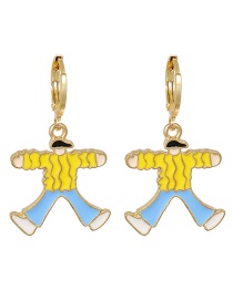 Fashion Yellow Alloy Dripping Boy Earrings