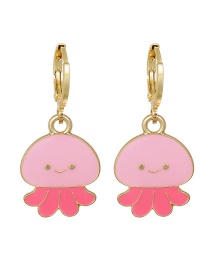 Fashion Pink Alloy Dripping Jellyfish Ear Ring
