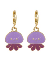 Fashion Purple Alloy Dripping Jellyfish Ear Ring