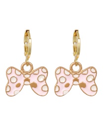 Fashion Light Pink Alloy Drop Oil Bow Earrings