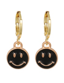 Fashion Black Alloy Dripping Smiley Earrings