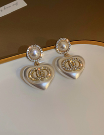 Fashion Love Diamond And Pearl Double Circle Love Stud Earrings