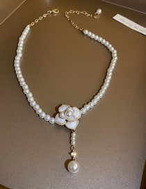 Fashion Pearl Flowers Diamond And Pearl Beaded Flower Necklace