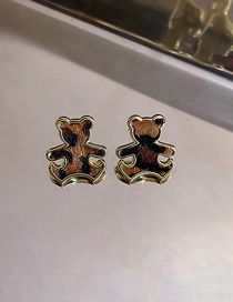 Fashion Little Bear Fabric Leopard Bear Stud Earrings