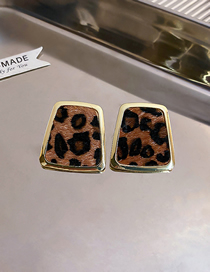 Fashion Trapezoid Fabric Leopard Print Trapezoid Stud Earrings
