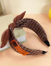 Fashion Coffee Color Striped Plaid H Standard Bow Headband