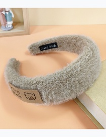 Fashion Khaki Plush Bear Labeling Headband