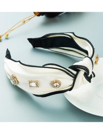Fashion White Gold Velvet Diamond-studded Wide-brimmed Headband