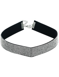 Fashion Silver Color Multi-layer Full Diamond Necklace