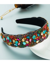 Fashion Lace Fabric Inlaid Fancy Diamond Wide-brimmed Headband