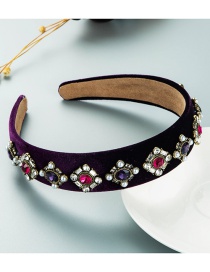 Fashion Purple Flannel Pearl Rhinestone Headband