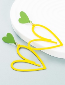 Fashion Yellow Contrasting Line Love Paint Stud Earrings