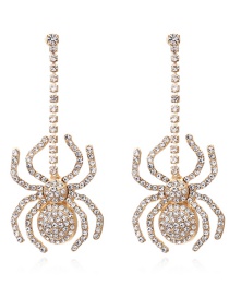 Fashion Gold Alloy Rhinestone Spider Earrings