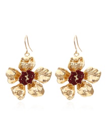 Fashion Color Mixing Metal Bead Flower Earrings