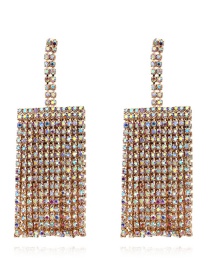 Fashion Gold Color Ab Diamond Metal Flashing Diamond Tassel Earrings