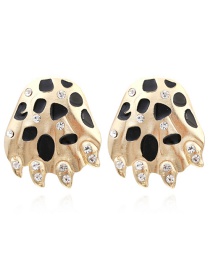 Fashion Color Mixing Alloy Oil Drop Diamond Bear's Paw Earrings