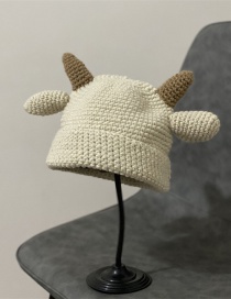 Fashion Beige Wool Knitted Calf Cap