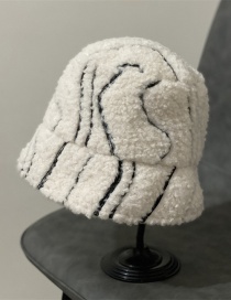Fashion White Lamb's Wool Irregular Striped Fisherman Hat