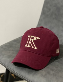 Fashion Red Wine Letter Embroidered Soft Top Baseball Cap