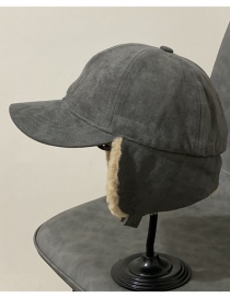 Fashion Grey Suede Ear Protection Baseball Cap