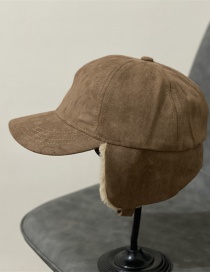 Fashion Brown Suede Ear Protection Baseball Cap