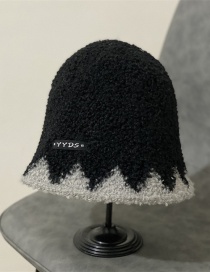 Fashion Black Plush Color Patched Fisherman Hat