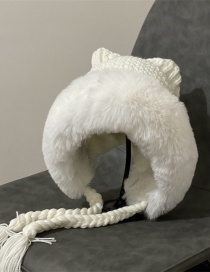 Fashion White Bear Ear Wool Lei Feng Hat