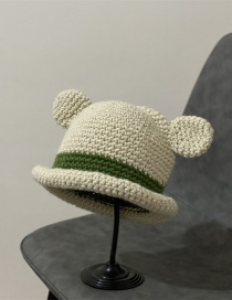 Fashion Beige Woolen Knit Bear Ear Cap