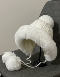Fashion White Woolen Knit Wool Ball Ear Protection Toe Cap