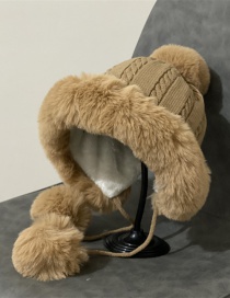 Fashion Camel Woolen Knit Wool Ball Ear Protection Toe Cap