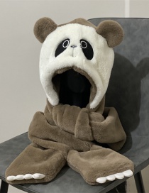 Fashion Khaki Panda Ear Scarf Gloves Three-piece Suit