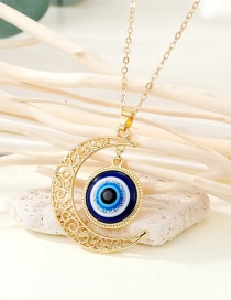 Fashion Gold Alloy Hollow Moon Round Eye Necklace