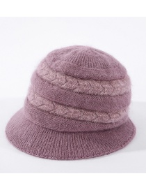 Fashion Purple Rabbit Fur Knitted Ear Protection Colorblock Cap