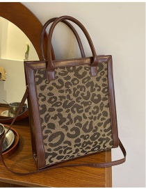 Fashion Brown Large-capacity Leopard-print Crossbody Bag