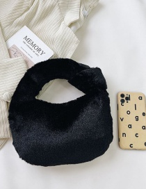 Fashion Black Plush Small Knotted Handbag