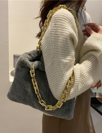 Fashion Grey Plush Large-capacity Handbag