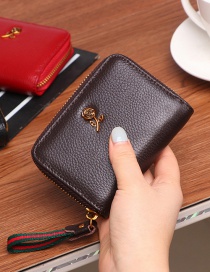 Fashion Coffee Zipper Multi-position Card Holder Coin Purse