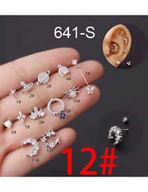 Fashion Silver 12# 0.8 Fine Needle Titanium Steel Screw Cartilage Piercing Earrings