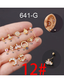 Fashion Gold Color 12# 0.8 Fine Needle Titanium Steel Screw Cartilage Piercing Earrings